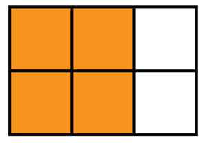 Six rectangles with four shaded in