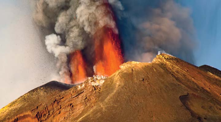 Volcano erupting
