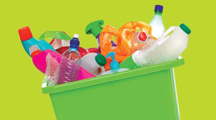 A bin full of recyclables
