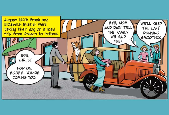 Illustration of parents getting in their car while their kids say goodbye