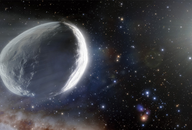 A comet soaring in outer space