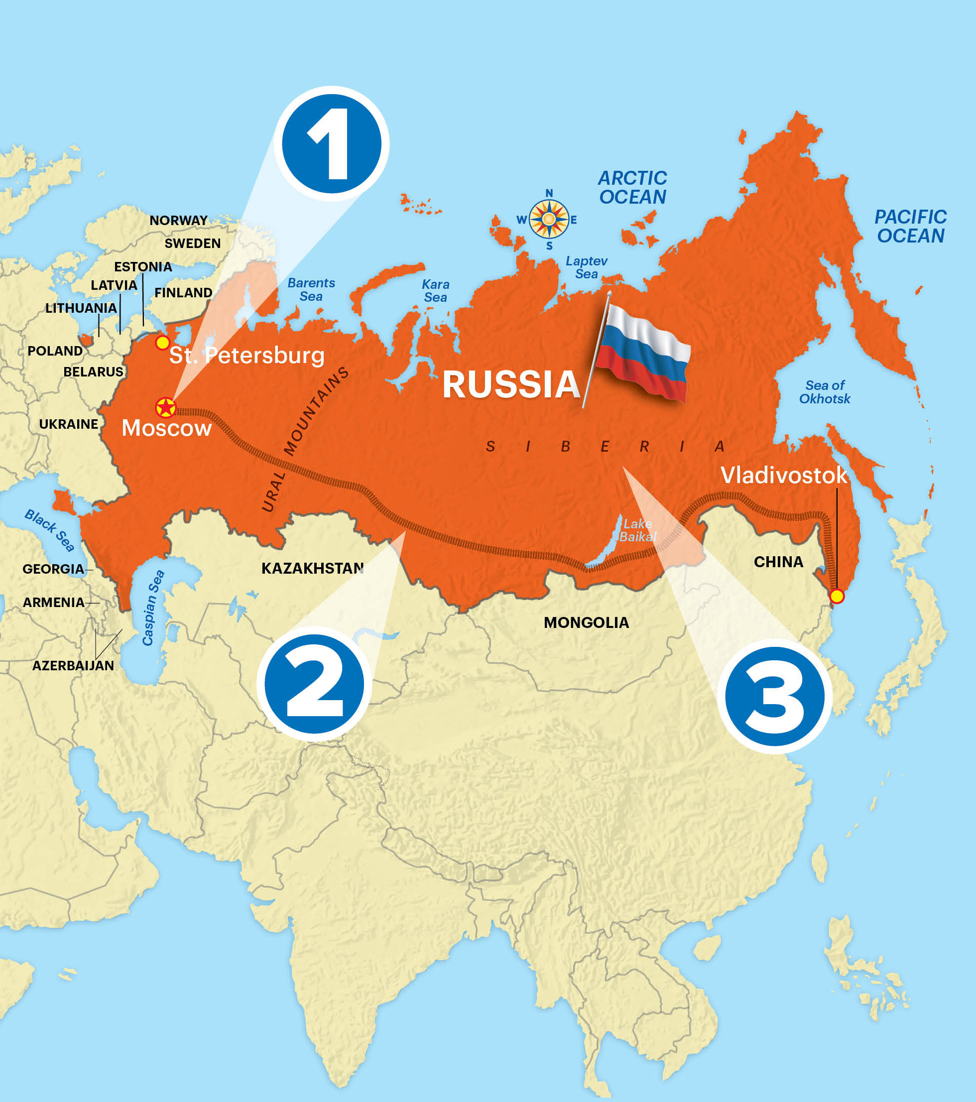 Map of specific places in Russia